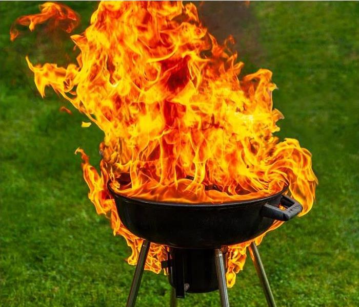 charcoal grill on fire