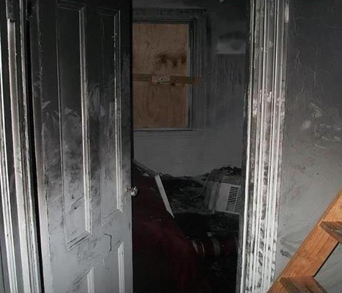 Fire damaged doors in a home 