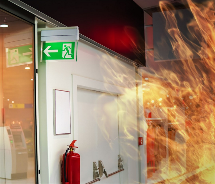 a fire ablaze in a shop